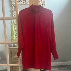 Amanda Uprichard Bold Red Long Sleeve Mini Dress Size L